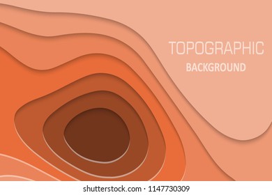 Geometric paper cut background, topography map cpncept. Vector illustration