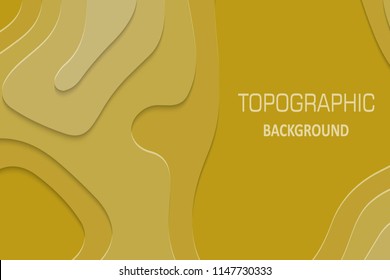 Geometric paper cut background, topography map cpncept. Vector illustration