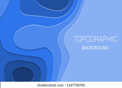Geometric paper cut background, topography map cpncept. Vector illustration