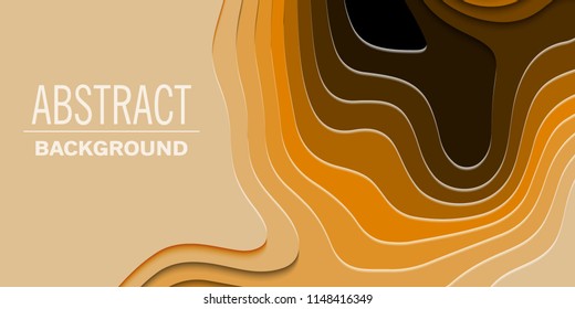 Geometric paper cut background, topography map cpncept. Vector illustration