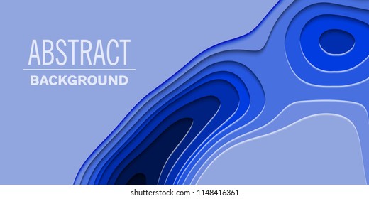 Geometric paper cut background, topography map cpncept. Vector illustration