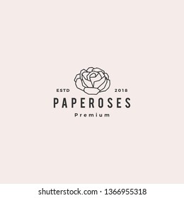 geometric paper flower rose logo vector icon illustration line outline monoline