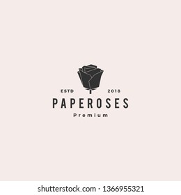 geometric paper flower rose logo vector icon illustration line outline monoline