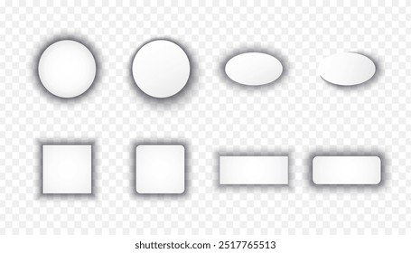 Formas de papel geométricas con juego de sombras suaves. Sombras transparentes degradadas.