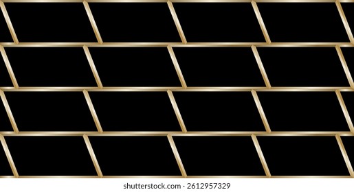 geometric parallelogram line or plane arrangement, with golden brown gradient color isolated on black background