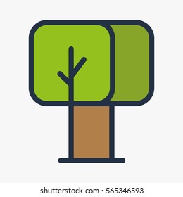 Geometric Park Forest Tree Park Plant Minimal Colorful Flat Line Stroke Icon Pictogram Symbol Illustration