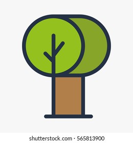 Geometric Park Forest Tree Park Plant Minimal Colorful Flat Line Stroke Icon Pictogram Symbol Illustration