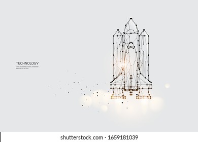 Geometric Particles line and dot art of Space Shuttle.
Abstract vector illustration. graphic design concept of Technology.
- line stroke weight editable