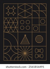 Geometric party shapes vector outline