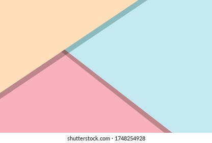 Geometric pastel color paper background. Abstract modern soft color backdrop with shadows. Vector illustration with empty space for text or object.