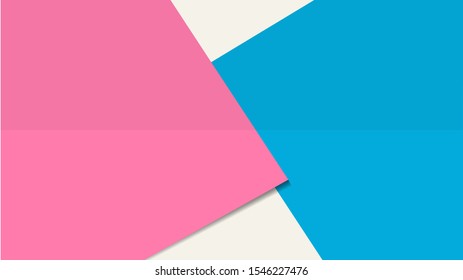 Geometric pastel paper cut background template with realistic shadow effect and pink and blue colors theme. design use for wallpaper, text place, social media, and digital industry. Eps10 vector