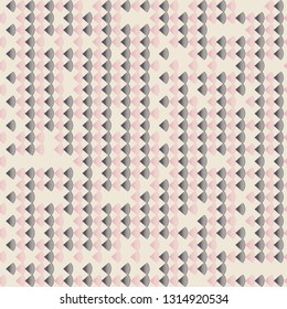 Geometric pastel pink and grey fans. Seamless pattern on cream background.