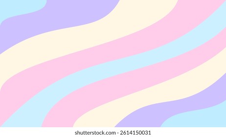 Geometric Pastel Wavy Abstract Background Pattern. Soft geometric abstract background with pastel wavy stripes in pink, blue, cream, and purple tones. Perfect for cute and modern designs.