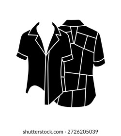 Diseño geométrico de patchwork Botón de manga corta hasta camisa de resort Ilustración vectorial de silueta de boceto plano de moda técnica para ropa de verano
