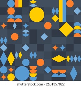 Geometric patchwork simple pattern. Seamless abstract shapes texture. Vector textile print of wallpaper pattern.