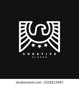 geometric patriotic eagle with star logo design vector illustration