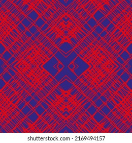 Geometric pattern 2 colors, blue-red, abstract, for the design of fabric, wrapping paper, hijab, pillowcases, tablecloths, scarves, tiles.