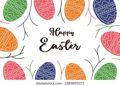 geometric pattern abstract background, with transparent easter ornament and twigs, Template for banner, poster, social media, spring greeting card.
