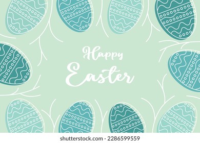 geometric pattern abstract background, with transparent easter ornament and twigs, Template for banner, poster, social media, spring greeting card.