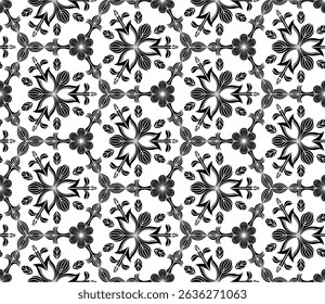 Geometric Pattern - Abstract Flower Hexagon (Black, White) - Repeating Vector Image; Easily Editable; Endless Design; Colorful lIlustration. Print for Gift Paper, Packaging, etc.