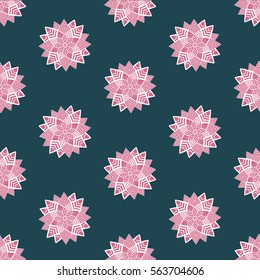 Geometric pattern with abstract flowers. Can be used for wallpaper, pattern fills, textile, web page background, surface textures, Image for advertising booklets, banners.