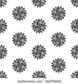 Geometric pattern with abstract flowers. Can be used for wallpaper, pattern fills, textile, web page background, surface textures, Image for advertising booklets, banners.