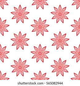 Geometric pattern with abstract flowers. Can be used for wallpaper, pattern fills, textile, web page background, surface textures, Image for advertising booklets, banners.