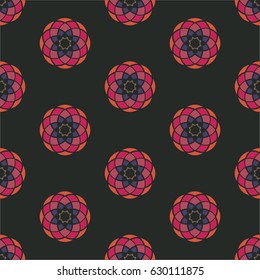 Geometric pattern with abstract flowers. Can be used for wallpaper, pattern fills, textile, web page background, surface textures, Image for advertising booklets, banners.