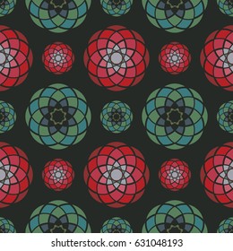 Geometric pattern with abstract flowers. Can be used for wallpaper, pattern fills, textile, web page background, surface textures, Image for advertising booklets, banners.