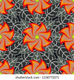 geometric pattern with abstract flowers (seamless)