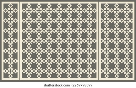 Geometric pattern, abstract lines rhombus shape. Laser cutting of a decorative panel. Template for cutting plywood, wood, paper, cardboard and metal.