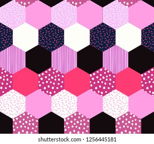 Geometric pattern. Abstract Pentagon background with hand drawn line stripe and polka dot Vector illustration.design for fashion , fabric,and all prints 