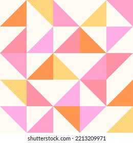 Geometric pattern. Abstract pink, yellow and orange triangle background. Vector illustration.