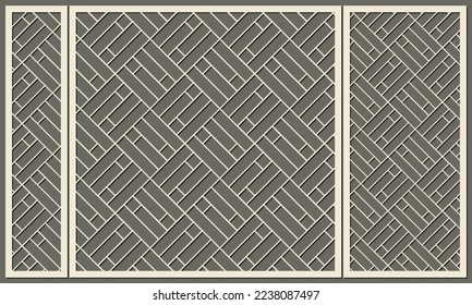 Geometric pattern abstract rectangles and squares. Laser cutting of a decorative panel. Template for cutting plywood, wood, paper, cardboard and metal.