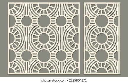 Geometric pattern of abstract round shape and multiple lines. Laser cutting of a decorative panel. Template for cutting plywood, wood, paper, cardboard and metal.