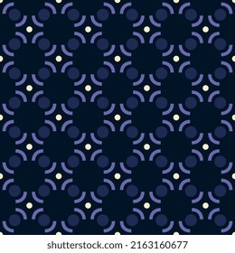 Geometric pattern abstract shape  motif seamless background. Geometrical grunge texture fabric design textile swatch ladies dress, man shirt allover print block. Black blue, violet, white palette.