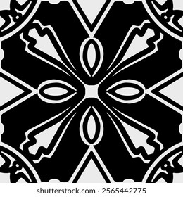 Geometric Pattern - Abstract Tiles  (Black, White) - Repeating Vector Image; Easily Editable; Endless Design; Colorful lIlustration. Print for Gift Paper, Packaging, etc.