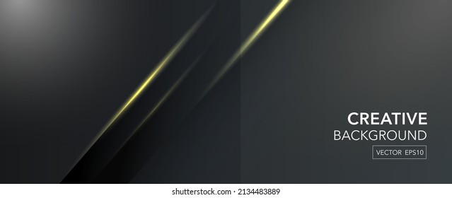 Geometric pattern Abstract vector Gold background. Diagonal and gold lines on black textured background.