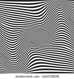Geometric pattern. Abstract wavy black white background. Vector illustration. Futuristic monochrome design. Optical illusion.