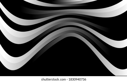 Geometrisches Muster abstrakter, scharfer, weißer Hintergrund. Verzerrungseffekt. Optische Illusion. Kurvige Linien.