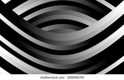 Geometric pattern of Abstract wavy black white background. distortion effect. Optical illusion. Curved lines.