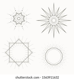 Geometric pattern, Art Deco, modern style. Collection of frames and stars. 
