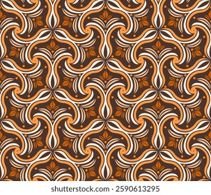 Geometric Pattern - Art Nouveau Flourish (Brown, Cream, Orange, Copper) - Repeating Vector Image; Easily Editable; Endless Design; Colorful lIlustration. Print for Gift Paper, Packaging, etc.