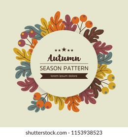 geometric pattern of autumn leaves and twigs