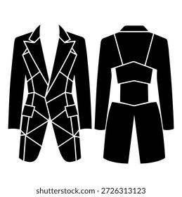 Geometrisches Muster avant garde Blazer Jacke Silhouette Vektorgrafik für High-Fashion-Design Luxus Bekleidung Streetwear und moderne formale Verschleißart