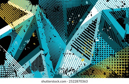 Plano de fundo de padrão geométrico com traçados de pincel grunge abstrato