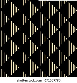 Geometric pattern background, pastel yellow and black. Abstract seamless triangle and rectangle wallpaper. EPS10 vector. For fashion design, fabric, poster, scrapbook, wrapping paper. Contemporary.