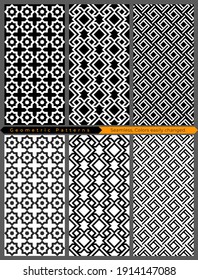Geometric pattern background set, vector illustration.