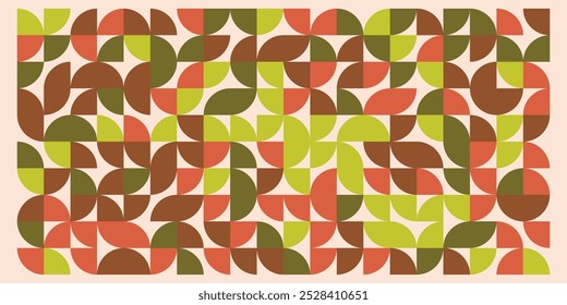 geometric pattern background vector abstract circle. Yellow, blue, red and green color, Flat design pattern backgrounds set Bauhaus garden