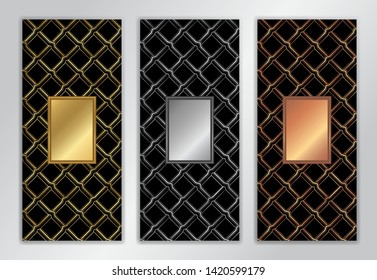Geometric pattern background in vector format in with gold, silver, bronze copy space